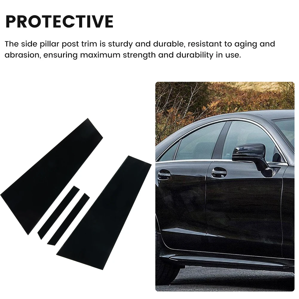 

Window Trim Car Pillar Wax Safe Left 4pcs ABS Anti-Collision Rubber Auto Parts Decorative Strip For Mercedes-Benz