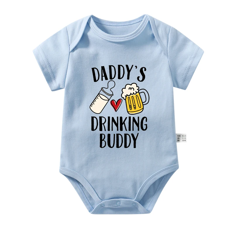 Funny Daddy\'s Drinking Buddy Newborn Baby Short Sleeve Rompers Casual Summer Bodysuit Infant Cotton Clothes Fathers Day Gifts