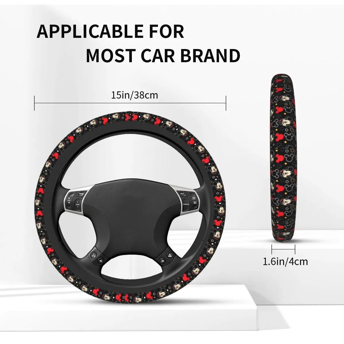 Mickey Mouse Head Car Steering Wheel Cover 37-38 Non-slip Colorful Car-styling Car Accessories