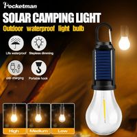 Rechargeable LED Camping Light Outdoor Camping Hanging Type-C Charging Retro Bulb Lights 3 Light Modes Solar Hanging Tent Lamp