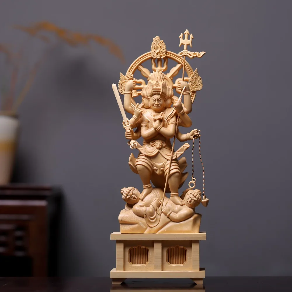 Fudō Myō-ō Statue Hand-Carved Hinoki Wood 14
