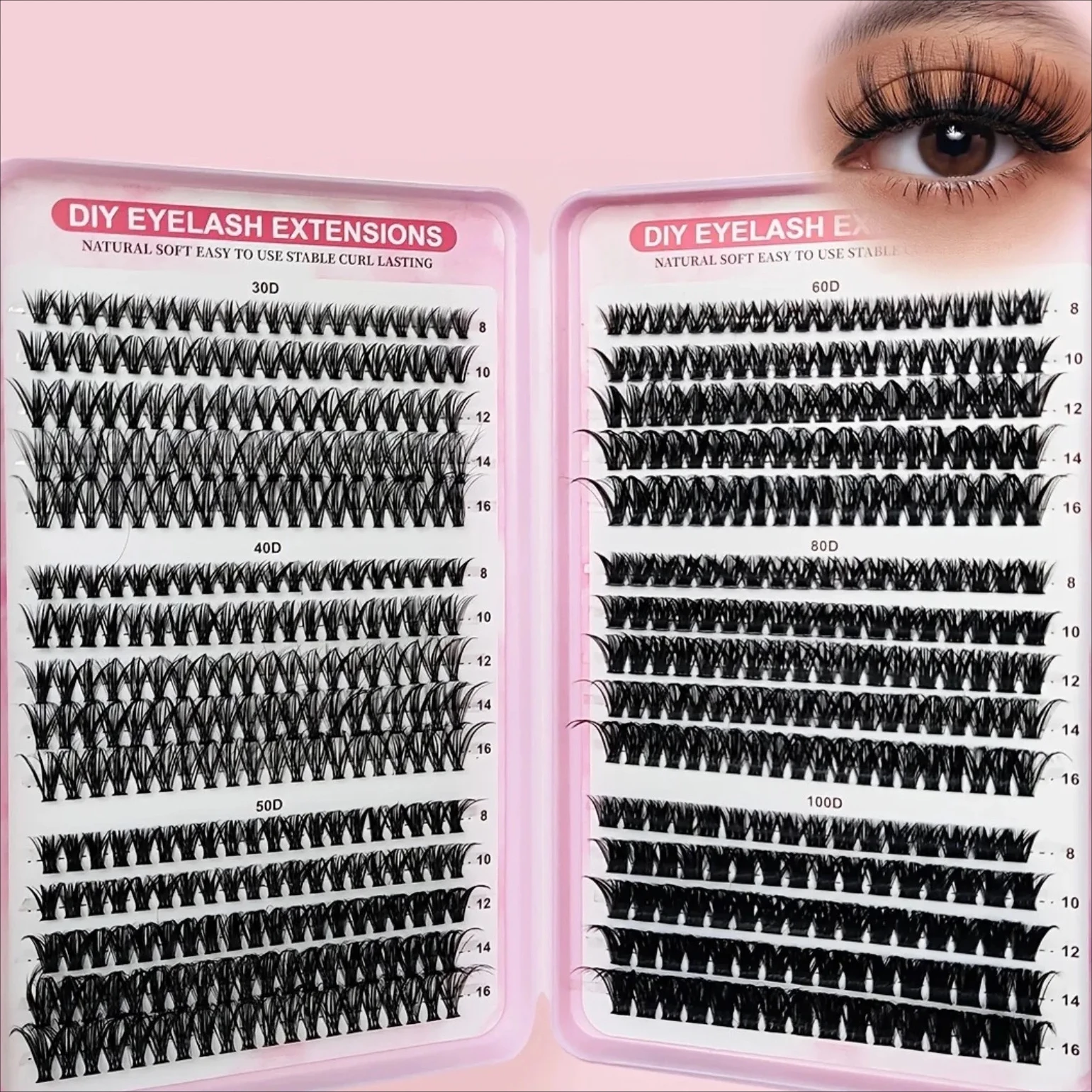 Cluster Lashes 30D 40D 50D 60D 80D 100D DIY Eyelash Extensions D Curl Soft  Individual Segmented Lashes Home Self Applicatio