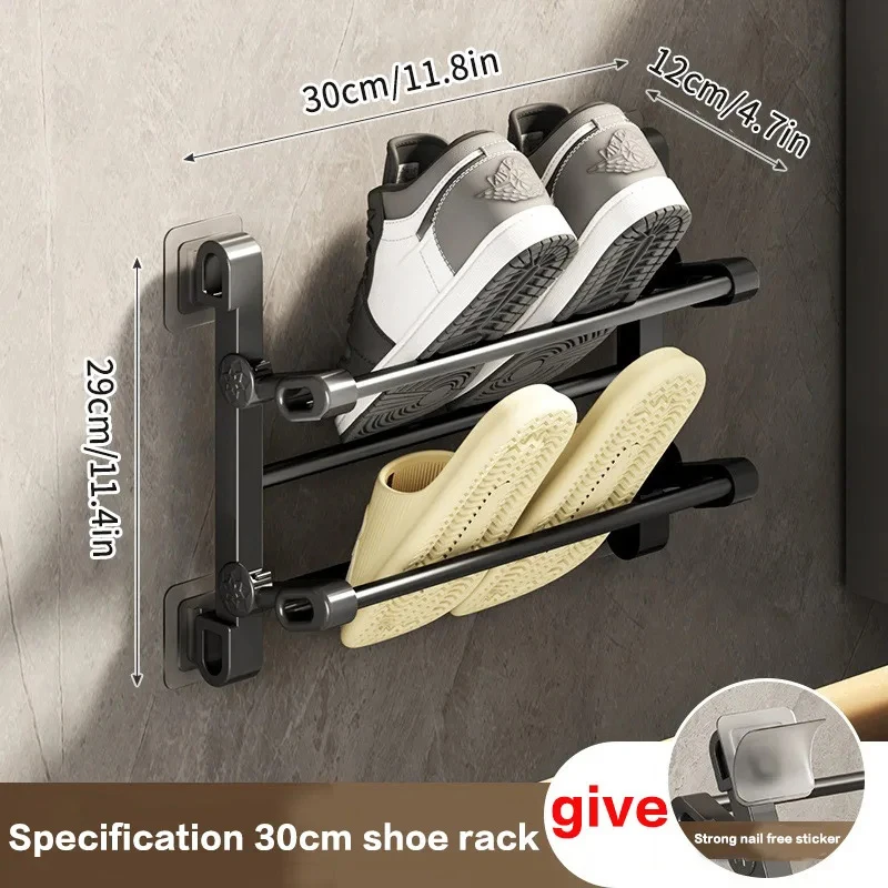 Multifunctional Wall-mounted Shoe Rack Convenient Wall-mounted Design Stainless Steel Foldable Towel Rack