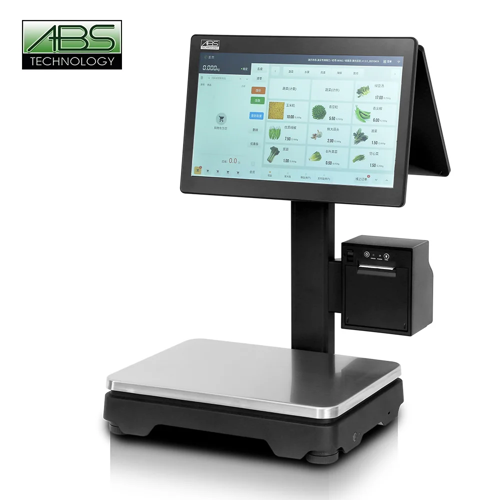 

Hot Sale ABS Electronic Touch Scale POS System with Dual Windows Touch Screen WIFI 1 Year Warranty