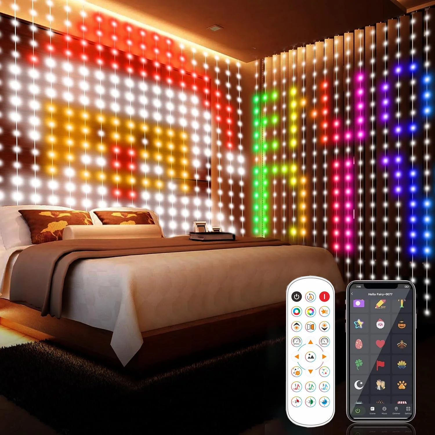 RGB الذكية الستار Led سلسلة ضوء 400 المصابيح لتقوم بها بنفسك أضواء عيد الميلاد نمط App تحكم عن بعد WS2812B عرض جارلاند الديكور