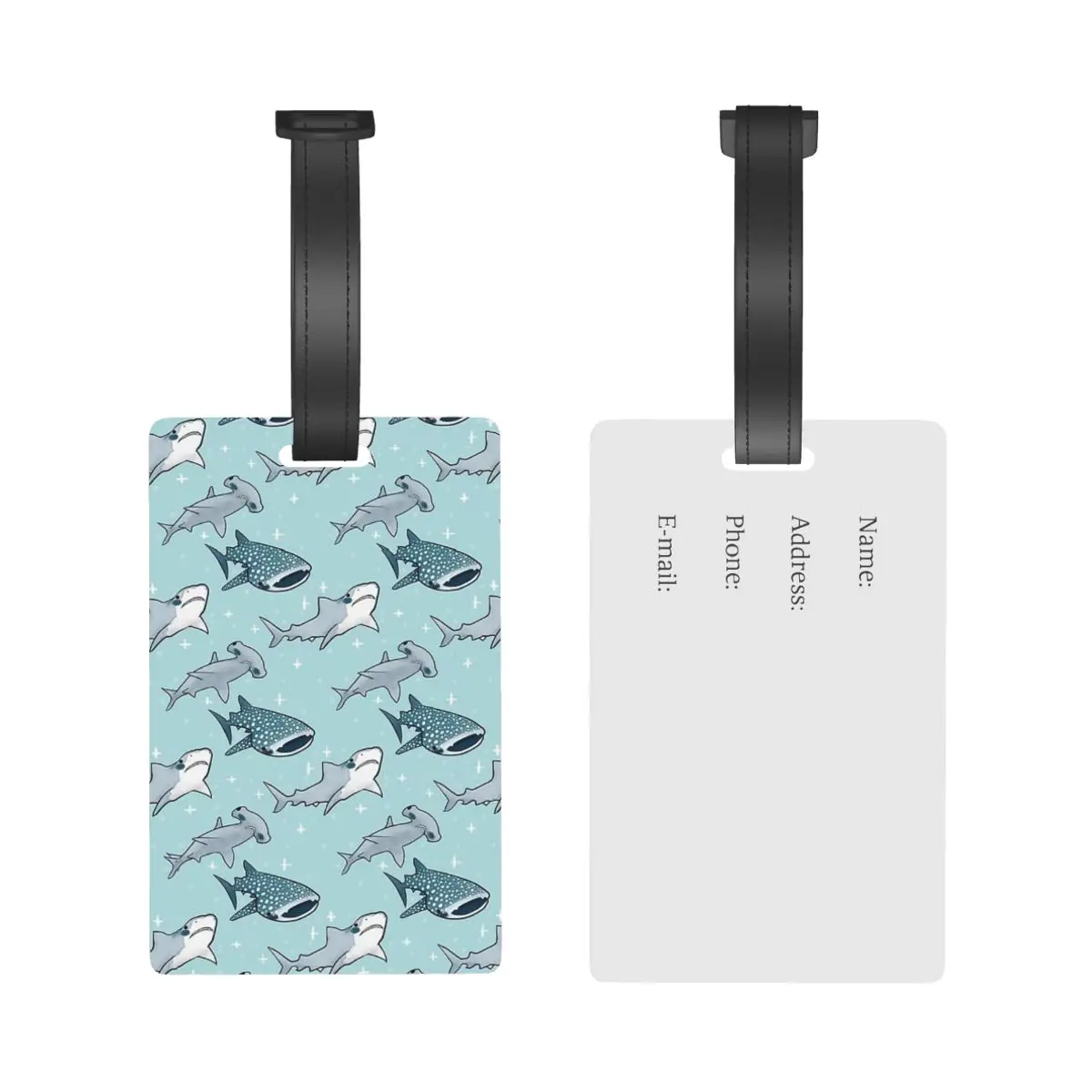 Shark Pattern Luggage Tags Suitcase Accessories Travel PVC Cute Baggage Boarding Tag Portable Label Holder ID Name Address