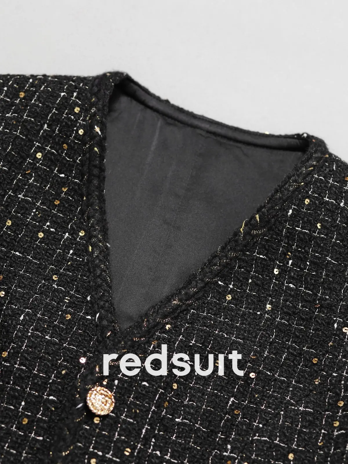 New Gaoding Black Gold Heavy Industry sequined short vest sleeveless slimming top Custom size