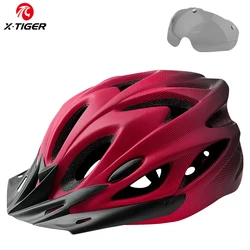 X-TIGER Cycling Helmet Integrally-molded Bicycle Helmet LED Lights MTB Bike Helmet Ultralight Sports Safe Hat With Goggles Visor