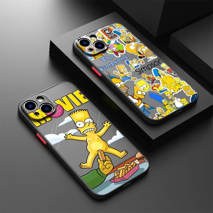 Disney Simpsons Homer Matte Case for Apple iPhone 16Pro 15 Pro Max 14 13 Mini 12 11 14 Plus SE 7 8 15+ XR XS Funda Phone Cover