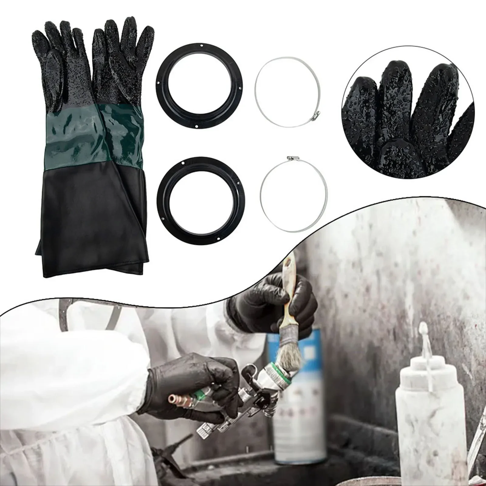 

Gloves Sand Blasting Gloves Sandblasting Gloves 2 Pcs Clamps 2 Pcs Glove Holders 23.6×11.8Inch 60cm / 23.6Inch