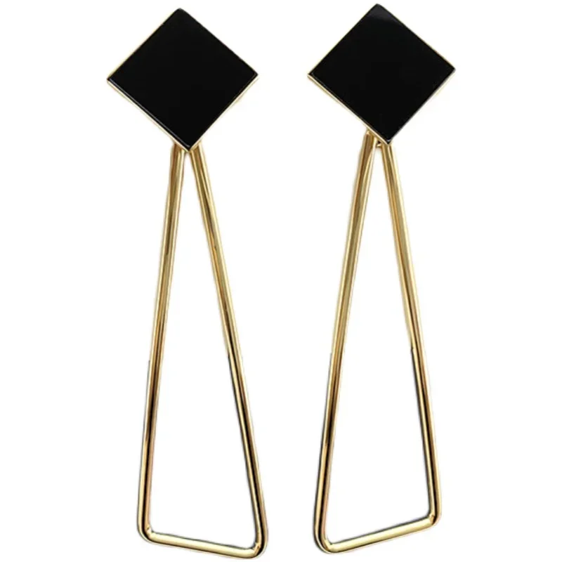 European and American retro Hong Kong style super long geometric atmosphere earrings female