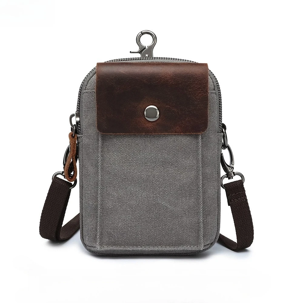 

Men's Canvas Travel Waist Bag Small Shoulder Bag Coin Purse Male Multi-Color Casual Belt Pouch Mobile Phone Bag for Men