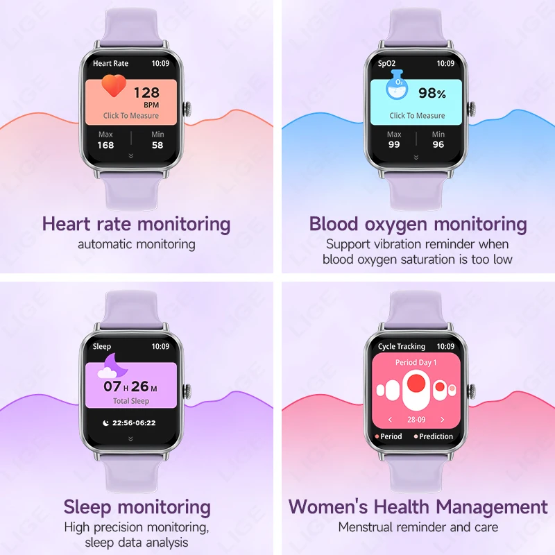 LIGEแฟชั่นผู้หญิงสมาร์ทนาฬิกาสําหรับHuawei Xiaomi 2025 ใหม่นาฬิกากีฬาHeart Rate 1.83 "Ultra HD Bluetooth Smartwatchผู้หญิง