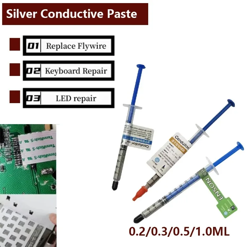 Gümüş İletken Yapışkan Boya Tutkal Hattı Güçlü İşlenebilirlik Tel 0.2/ 0.3/0.5/1.0ML İletken Macun Elektrik