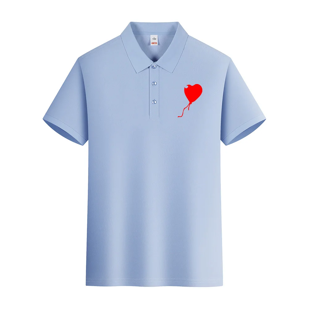 Red Heart Balloon Logo Men Polo Tshirt High Quality Comfortable Casual Fashion Tee Clothes Breathable Tshirt Summer Loose Tops