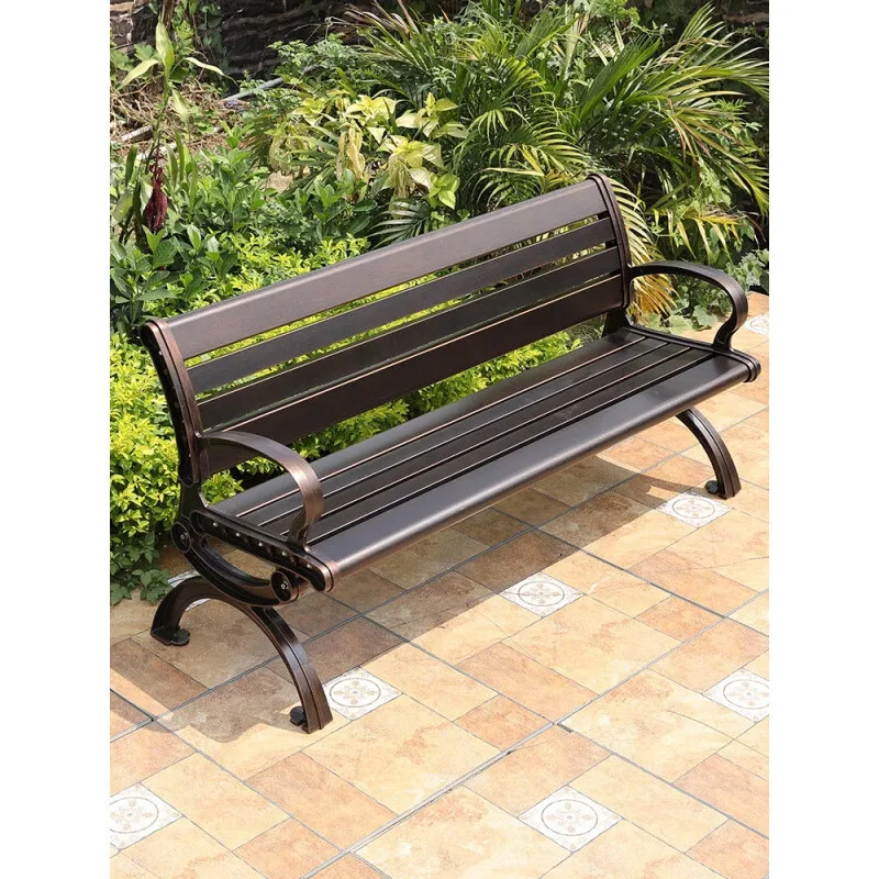 Mojia outdoor cast aluminum park bench outdoor table and chairs garden square back chair with armrest leisure long