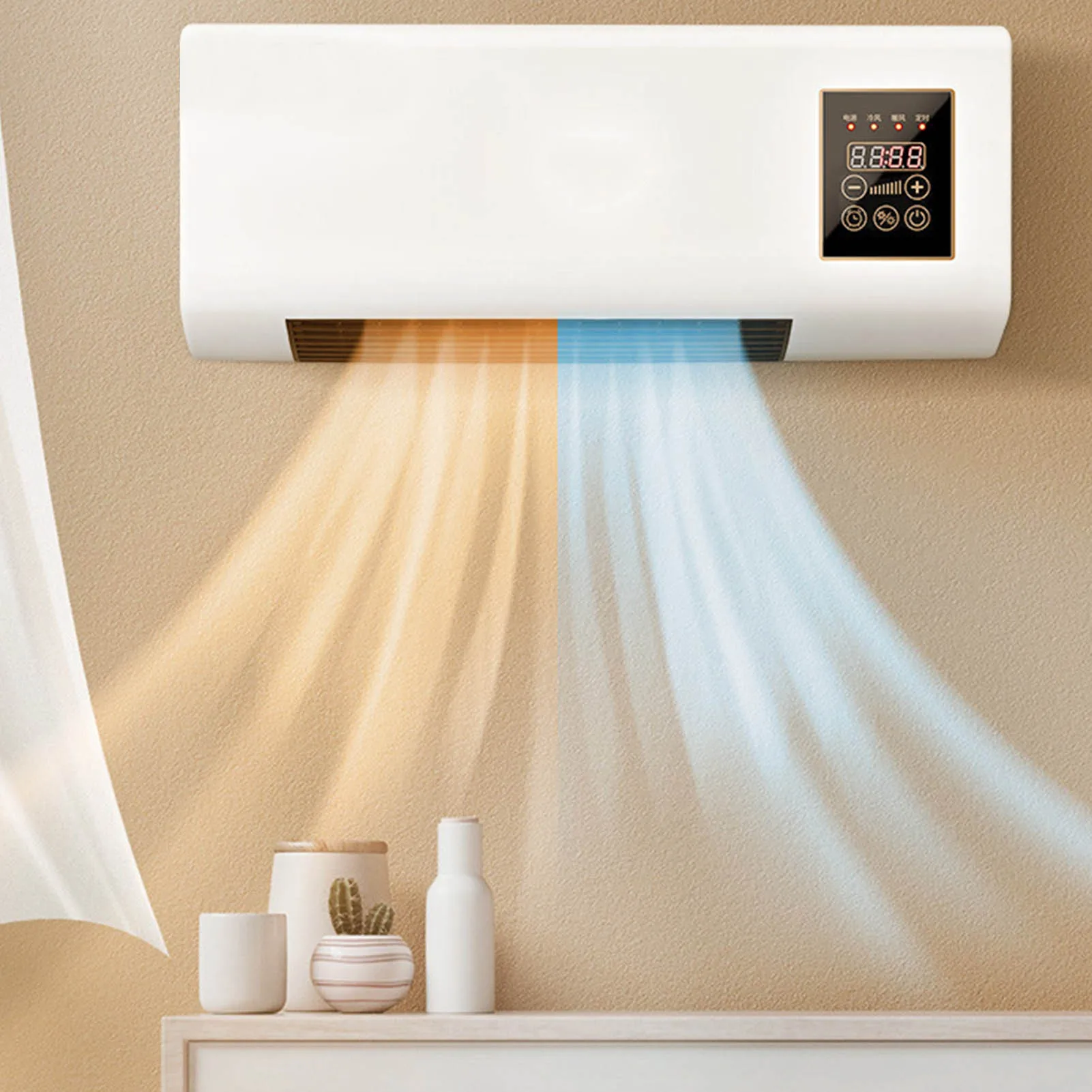 Climatiseur mural portable 110-240V, petit format, chauffage, climatisation, ventilateur chaud pour chambre à coucher