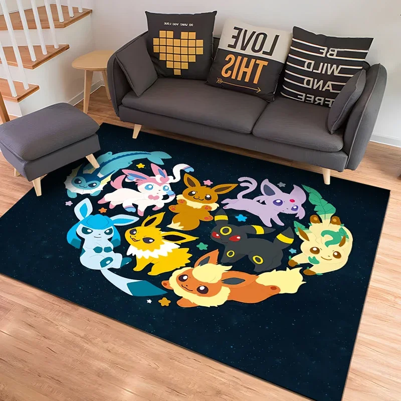 Game Pokemon Pikachu Eevee Print Large Area Rug 3D Carpet Home for Living Room Kids Bedroom Sofa Doormat Children Floor Mats