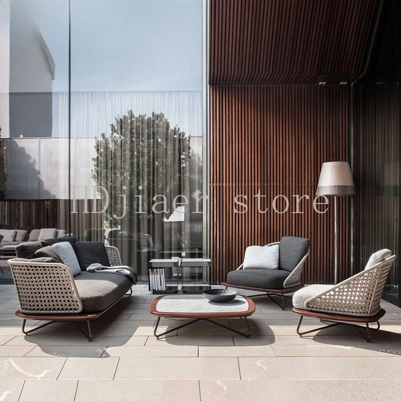 

Outdoor sofa courtyard villa garden open-air balcony leisure rattan sofa outdoor terrace waterproof and sunscreen furniture