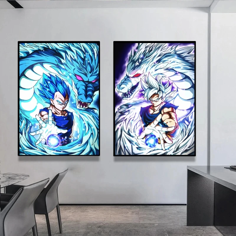 

Canvas Prints Posters Dragon Ball Goku Vegeta Divine Dragon Picture Hanging Children's Bedroom Decor Wall Art Home Painting