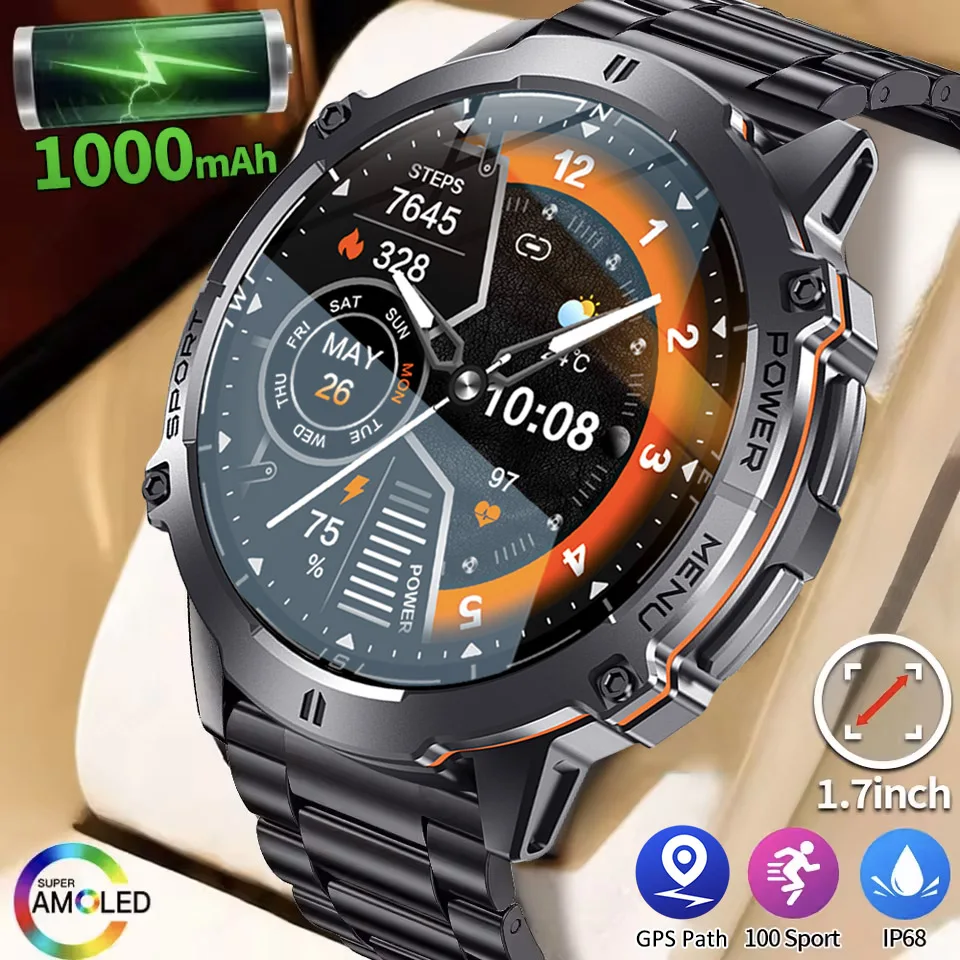

NEW GUHUAVMI TANK X3 Smart Watch Men 1000mAh Large Capacity Battery 1.73" AMOLED GPS Compass Waterproof Sport Fitness Smartwatch