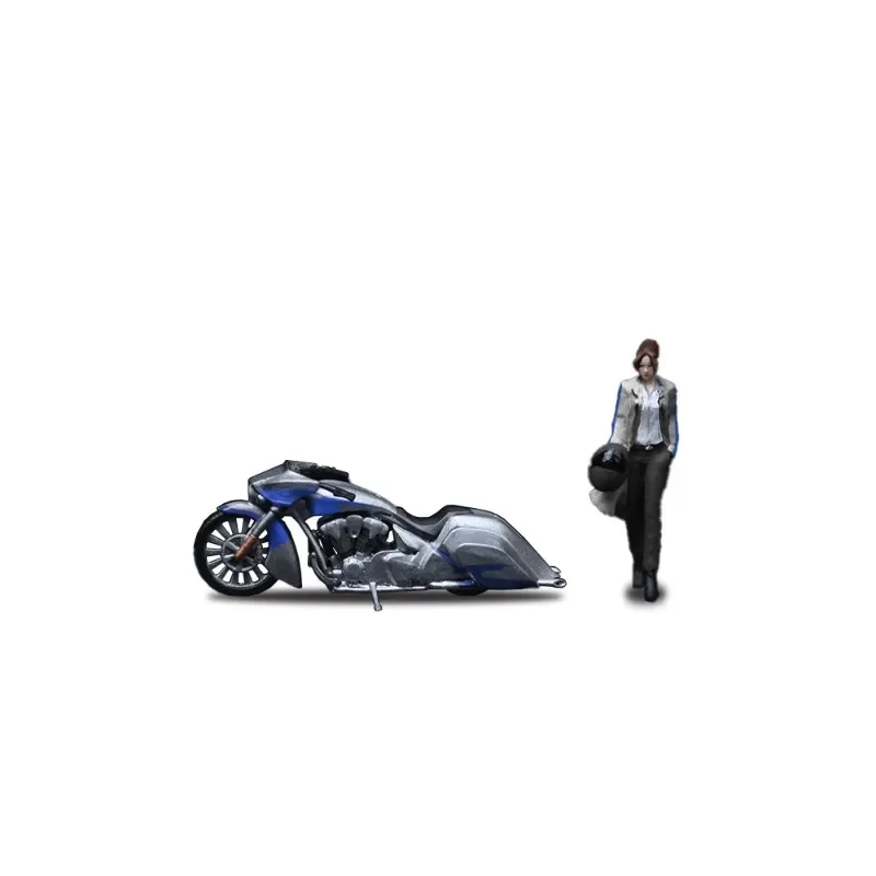 

1:64 Honda SLAMMER silver blue latte motorcycle doll set resin model
