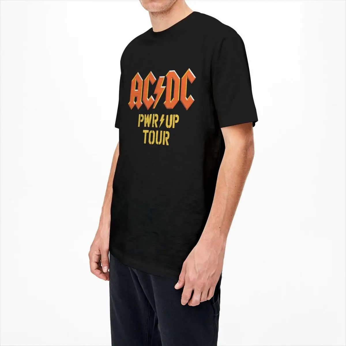 2024 A-AC Power Up D-DC World Tour Merch Mężczyźni Kobiety T-shirty 100% bawełna Tee T-shirt z nadrukiem Odzież