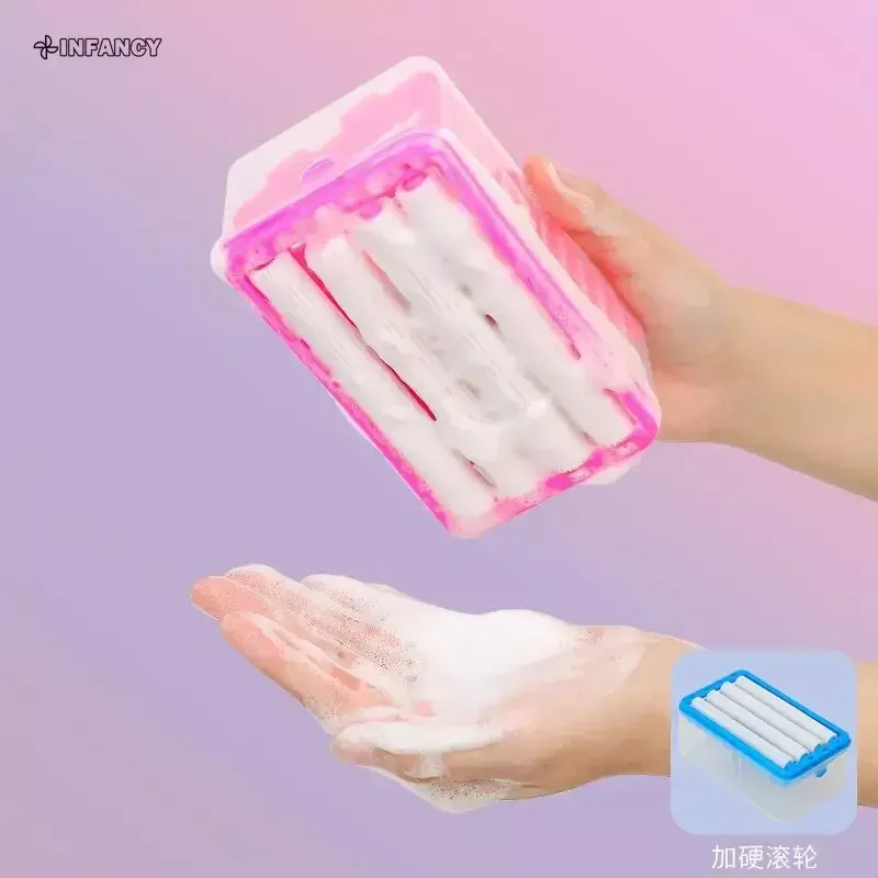 New Usage Roller Type Soap Dish Holder For Bathroom Toliet Soap Box Plastic Storage Container With Drain Water Bathroom Gadgets