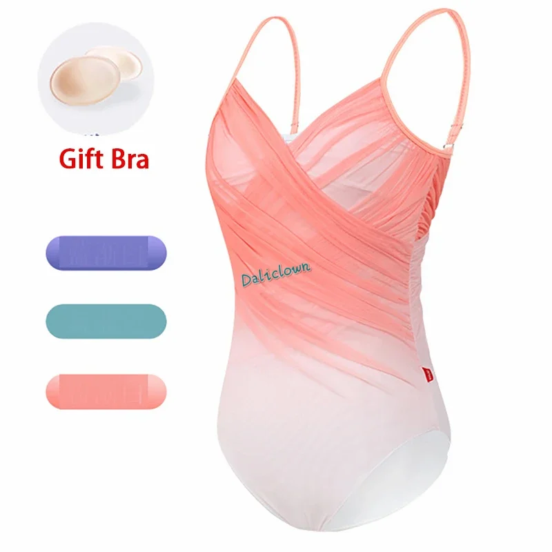 

Элегантный Лирический балетный трико с градиентом, Одежда для танцев, сказочное платье, джазовый костюм, сексуальный женский гимнастический купальник для взрослых