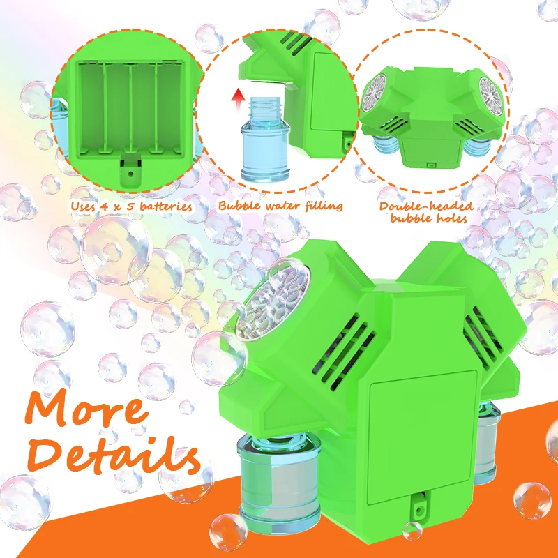 Com 100ml bolha de água cabeça dupla máquina bolha brinquedo ao ar livre interação pai filho jardim de infância brinquedo festival presente