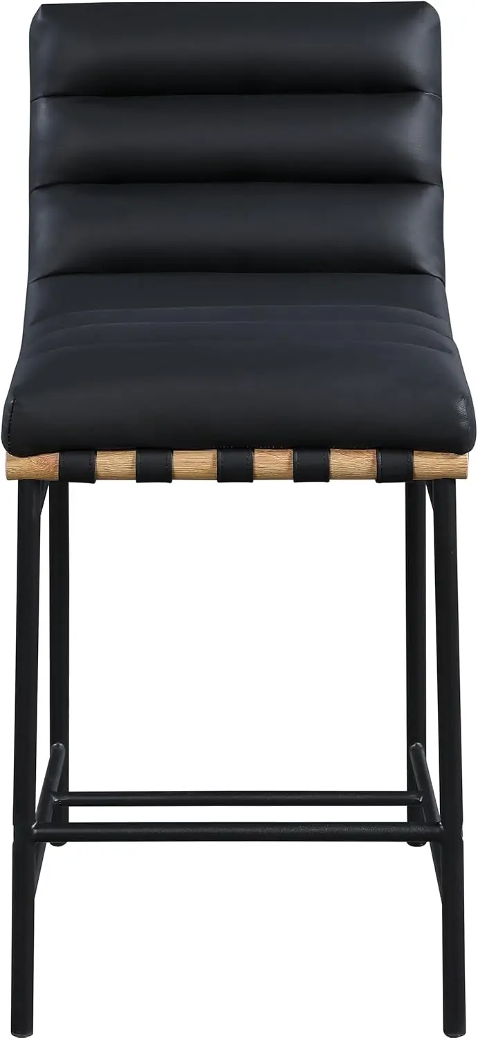 857Black-C Burke Collection Modern | Contemporary Vegan Leather Upholstered Counter Stool, Black, 18" W x 23.5" D x 37" H