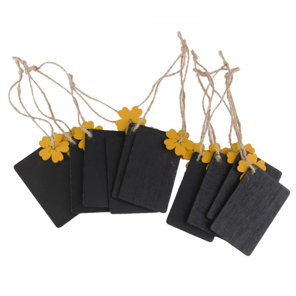 10 шт., мини-прямоугольная деревянная доска, ценники, желтый цветок, винтажный шпагат, декоративные настройки места, свадебные сувениры, подарок