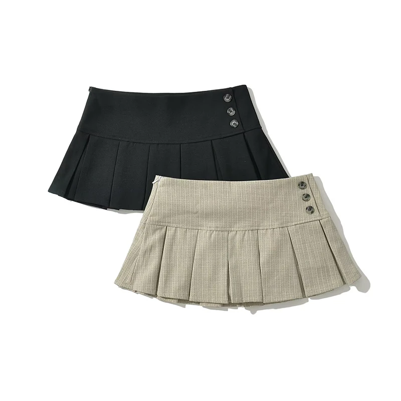 YENKYE  American Retro Pleated Mini Skirt Women Sexy Low Waist Summer Skirts Cool Girl Y2K saia