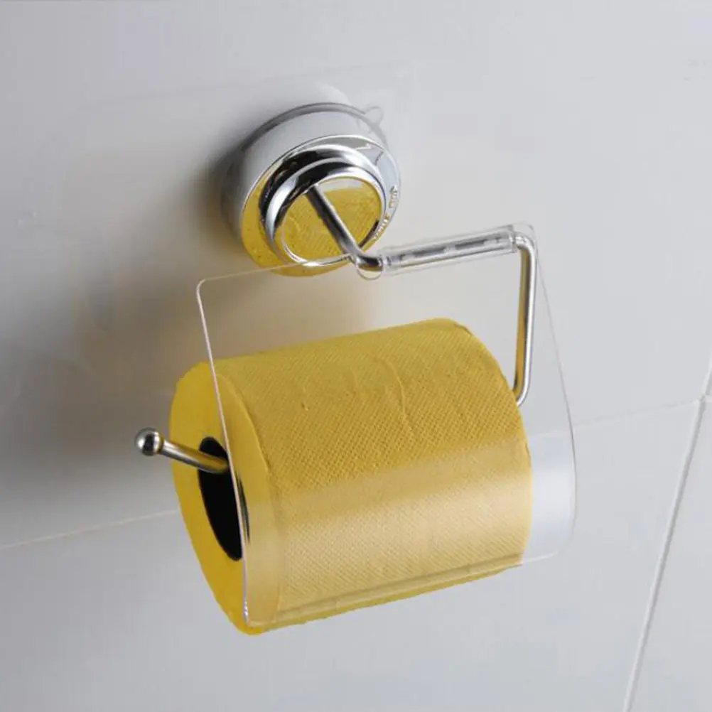 

Stainless Steel Paper Roll Holder Strong Vacuum Suction Cup Upturned Edge Design No Drilling Needed Bathroom Wall Storage