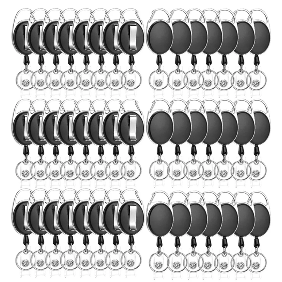 

50-Pack Badge Clip Keychain Retractable Badge Reel with Carabiner for Office Workers Doctors Nurses