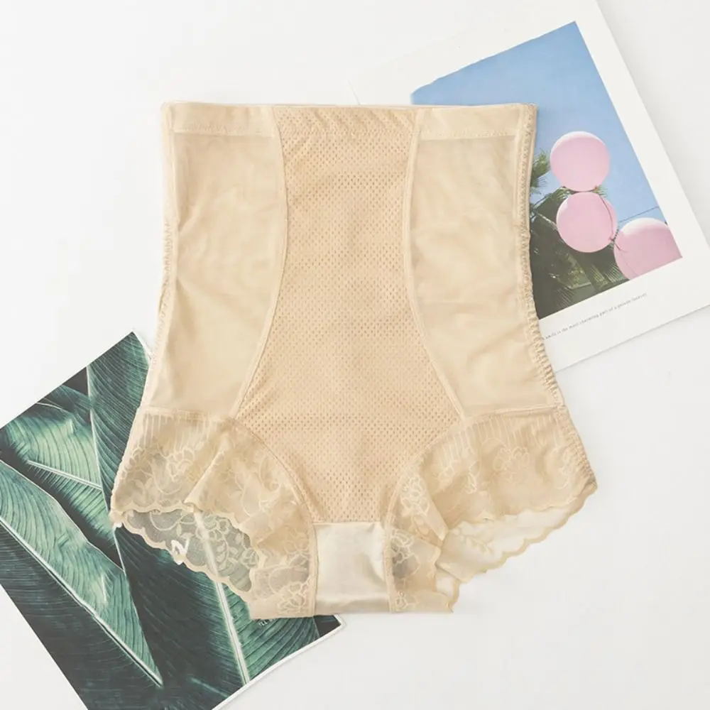 

Casual Lace Flower Postpartum Panties High Waist Transparent Slim Seamless Underwear Lingerie Ice Silk Hip Lift Shaper Lady