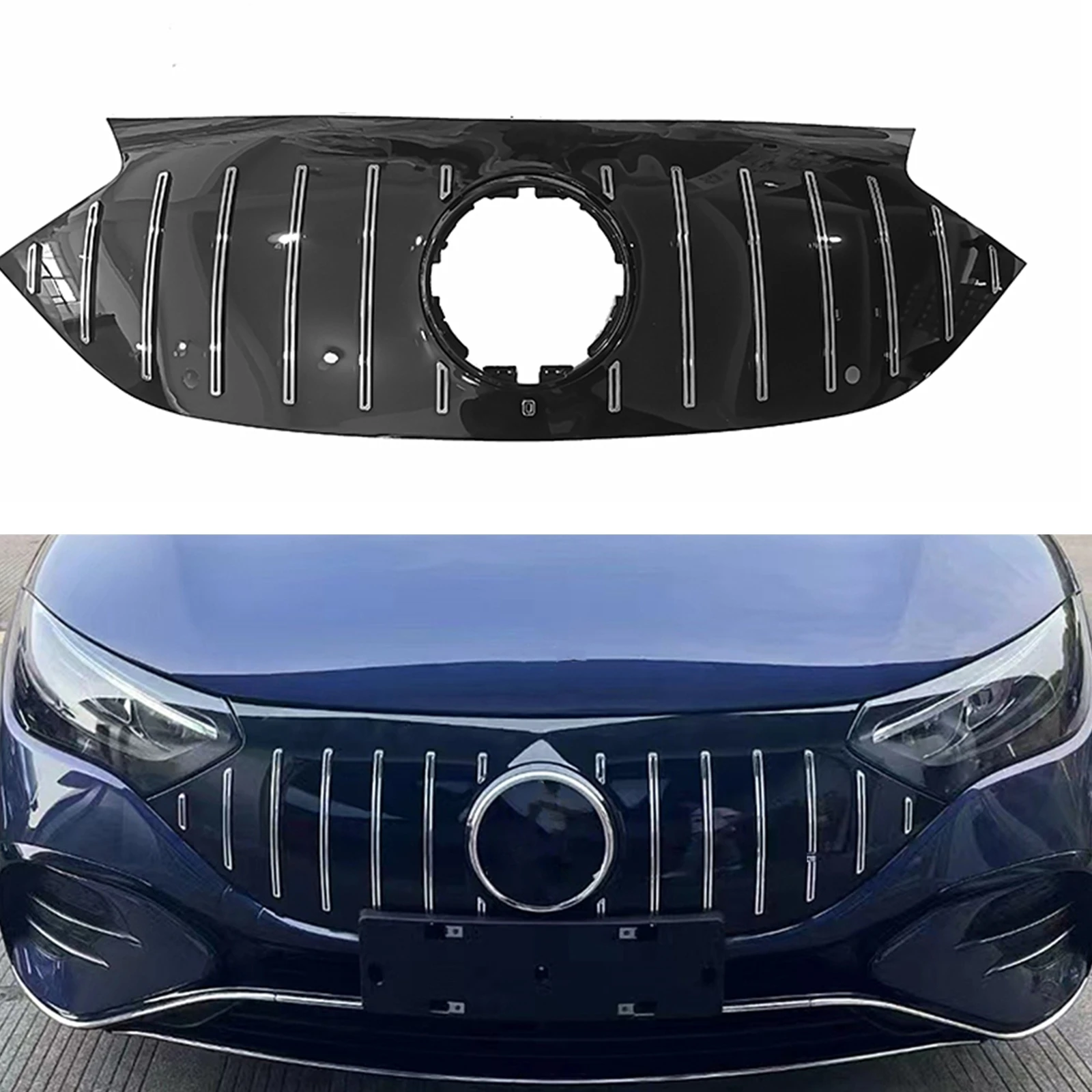 

Front Grille Grill For Mercedes Benz EQE Class V295 2023-2024 EQE350 EQE450 EQE500 GT Style Silver Upper Bumper Hood Mesh Grid