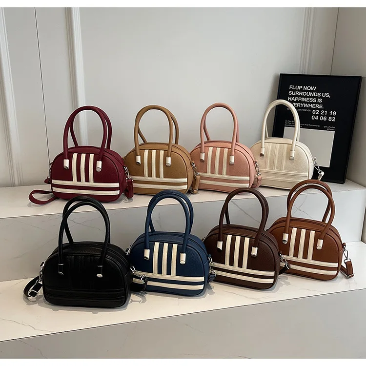 

2025 Shell Tote Bag - Colorblock Striped Shoulder Purse | Spacious Fall/Winter Handbag | Stylish Crossbody Clutch