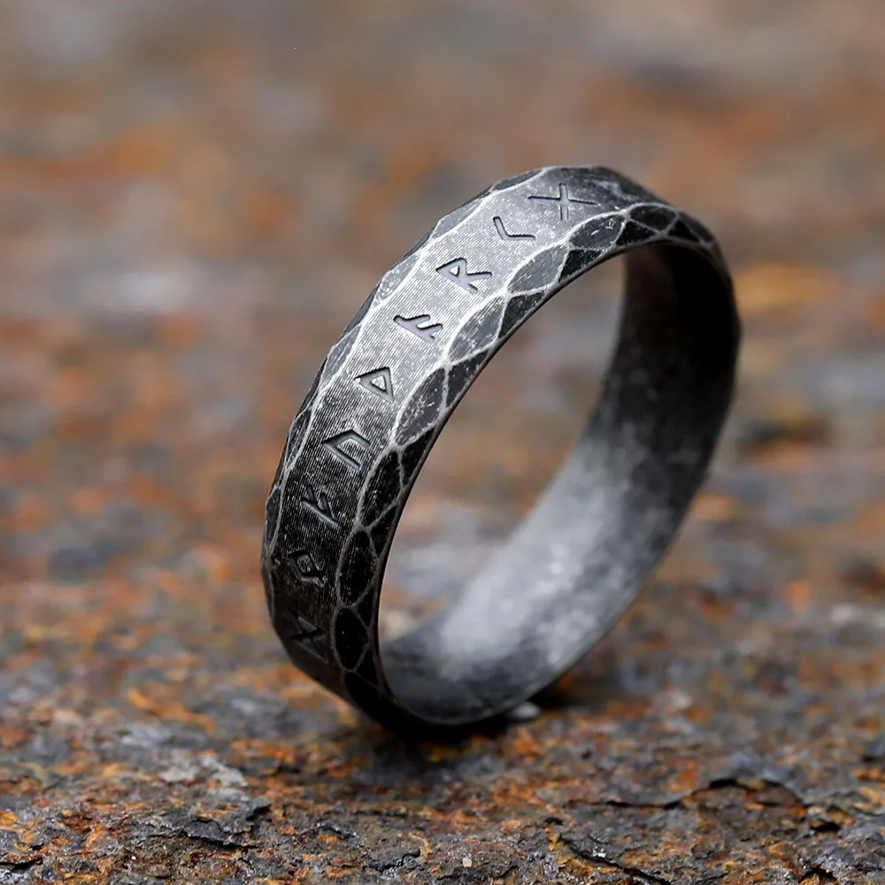 NEW 6MM Stainless steel Ring Punk Style Antique Retro Male Jewelry Viking Ring Female Amulet Vintage Norse Rune Rings For Women view 3