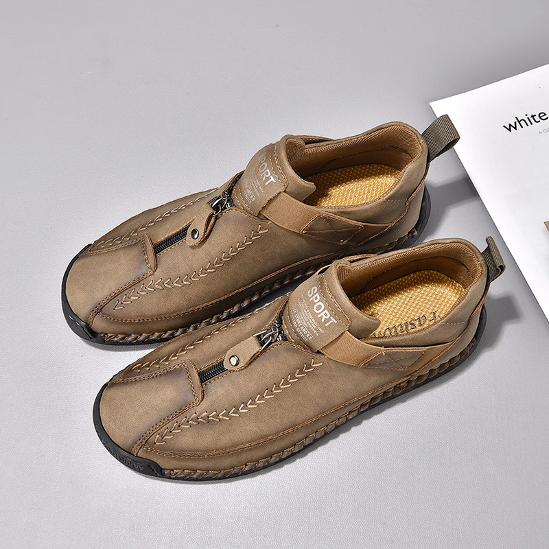 Zapatos informales de cuero hechos a mano, nuevos zapatos deportivos de diseño para exteriores de otoño, zapatos informales, botas de invierno para hombre de talla grande 38-48