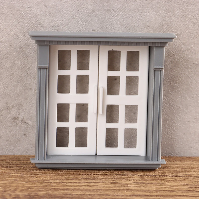 Dollhouse Miniature Plastic Door and Windows Model, Acessórios para móveis, Doll House Decor, Kids Pretend Play Toys, 1Pc