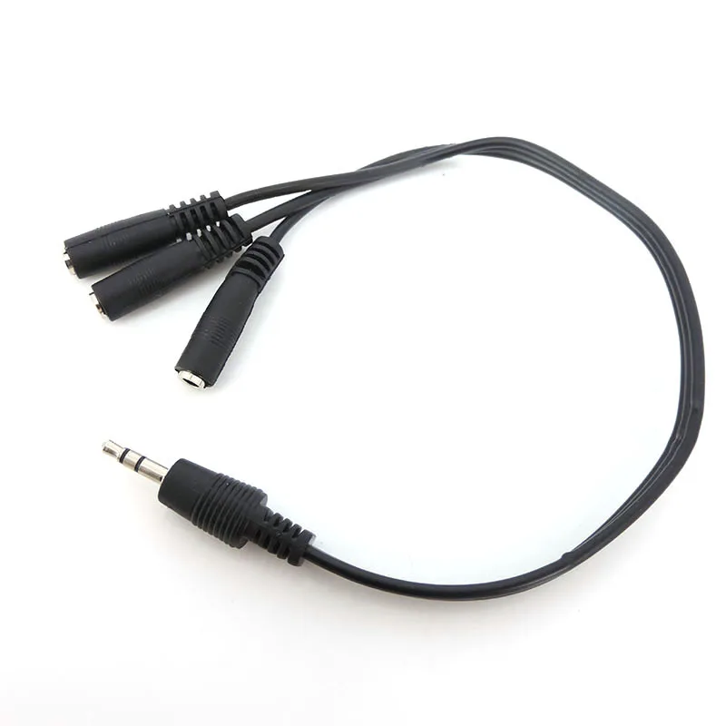 Divisor de micrófono y Cable de 3,5mm, conector de 1 macho a 3 vías estéreo hembra a hembra