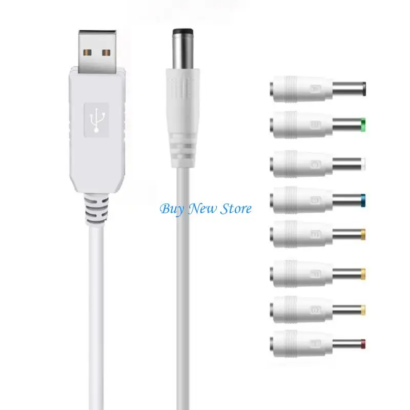 

20CE USB5V To DC9V 12V Converter Cable USB to DC9V 12V Charging Cable with 8Adapters