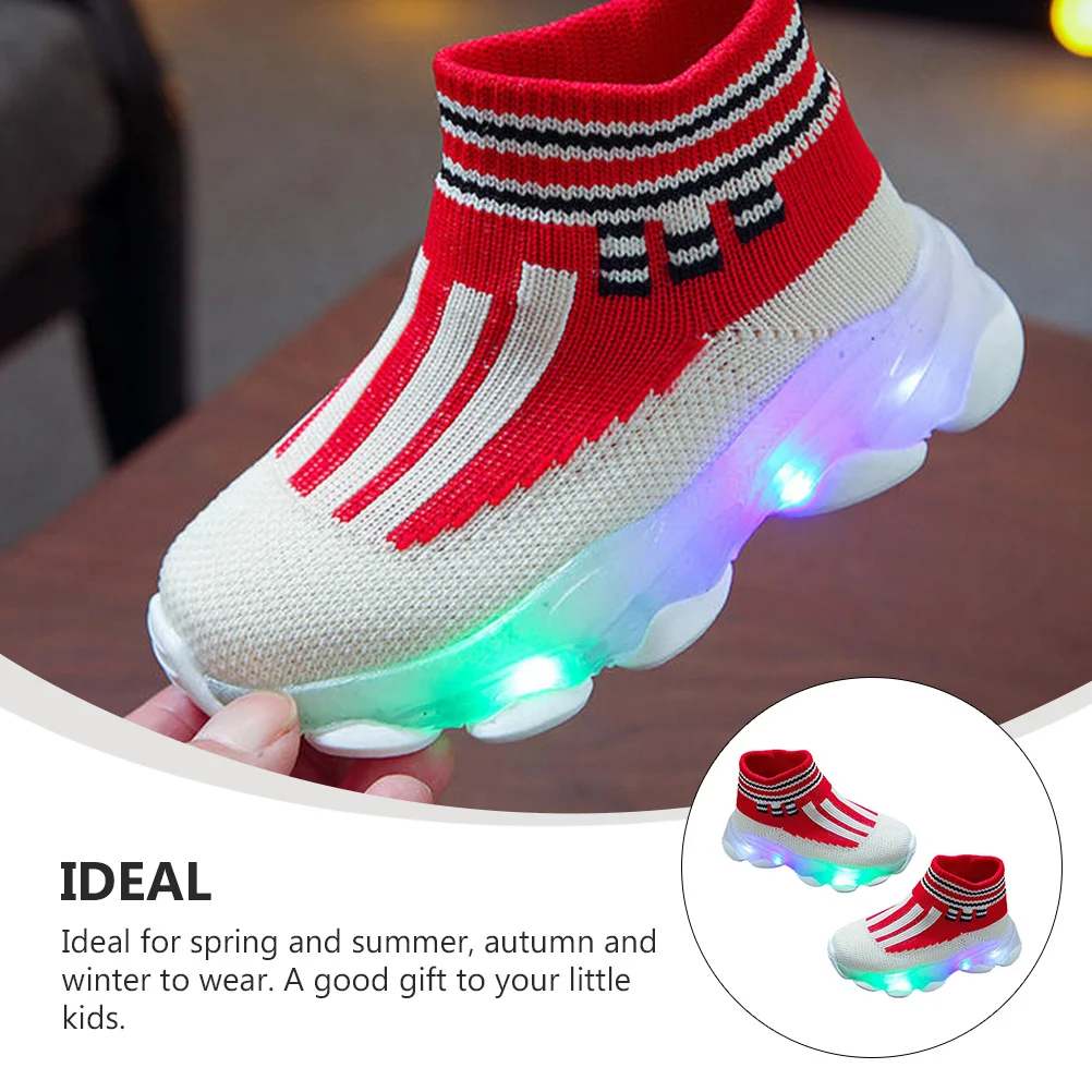 

1 Pair Led Glowing Sports Shoes Breathable Mesh Non-Slip Sole Light Up Sneakers For Indoor Outdoor
