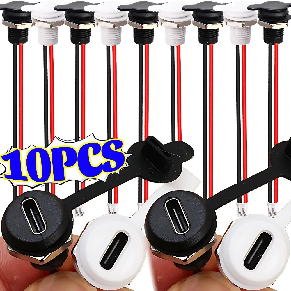 Type C Waterproof Female Socket Charger Port 2 Pin Bare Wire Connector 5V 3A Auto Car Motorcycle Boat USB Receptacle Cable PVC
