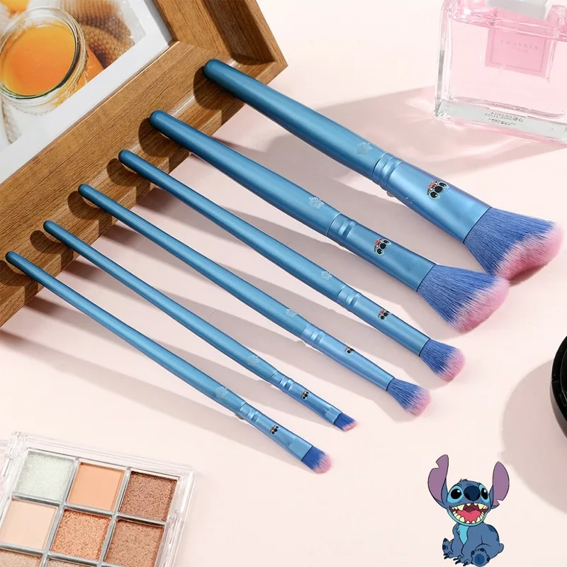 

6pcs Disney Stitch Makeup Brush Cute Wooden Handle Powder Eye Shadow Foundation Blush Blending Beauty Make Up Brush for Women