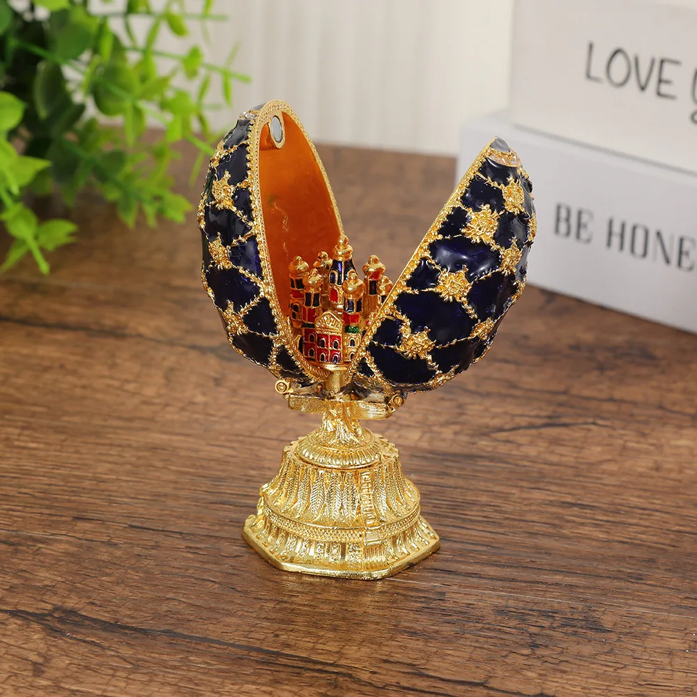 European Home Furnishing Ornament Jewelry Box Russian Easter Egg Egg Middle Egg Ornament Zinc Alloy Storage Trinket Box