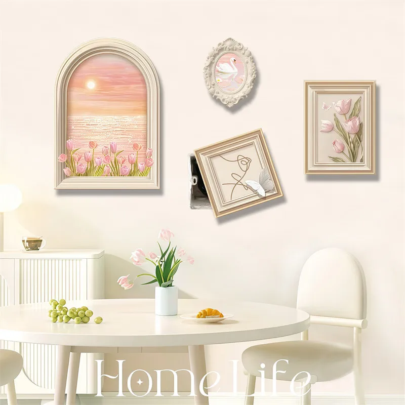 Vintage Floral Meter Box Cover with Stereo Butterfly Wall Sculpture No Drill Electrical Panel Hide Decor Cream House Decorations