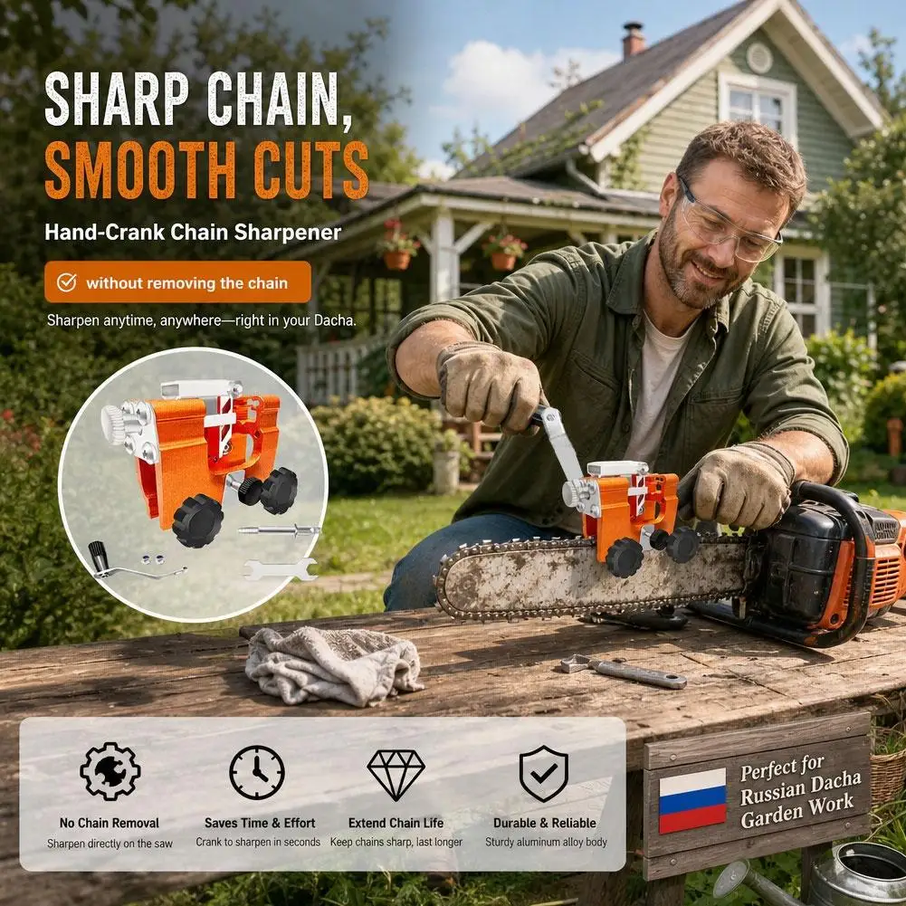 Portable Hand-Crank Chainsaw Sharpener Quick Chain Grinding Tool for Electric Gas Saws