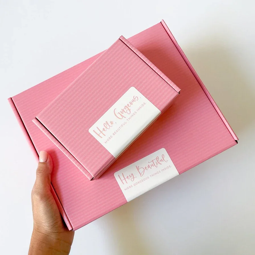 Free sample custom logo pink color cosmetic corrugated packaging mailer box shipping box paper box